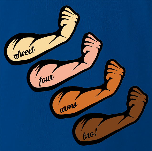 funny Forearms Four arms Play On Words Parody royal Blue t-shirt