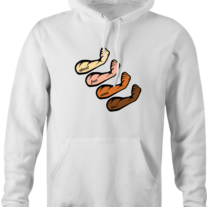 funny Forearms Four arms Play On Words Parody white hoodie