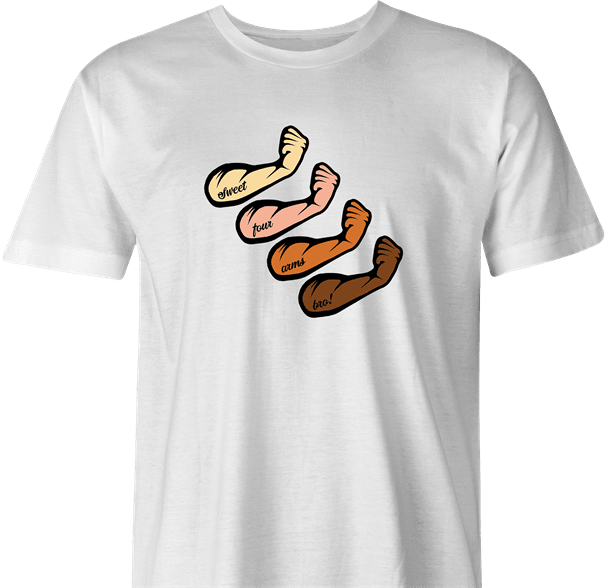 funny Forearms Four arms Play On Words Parody white men's t-shirt