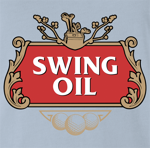 Funny Golf Swing Oil Parody Light Blue T-Shirt For Golfers