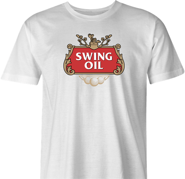 Funny Golf Swing Oil Parody White Men's T-Shirt For Golfers