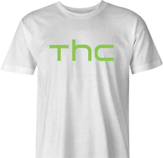 funny Marijuana THC Weed HTC mashup white men's t-shirt
