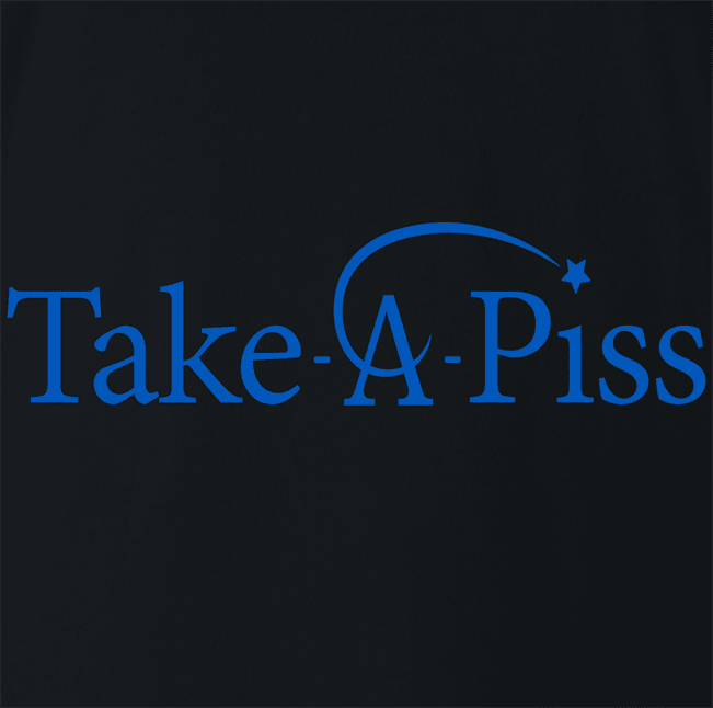 Funny Take A Piss Foundation / Pee & Charity Parody black t-shirt