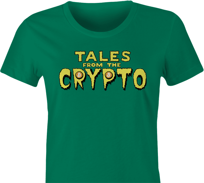 tales from the crypt crypto bitcoin women's green t-shirt