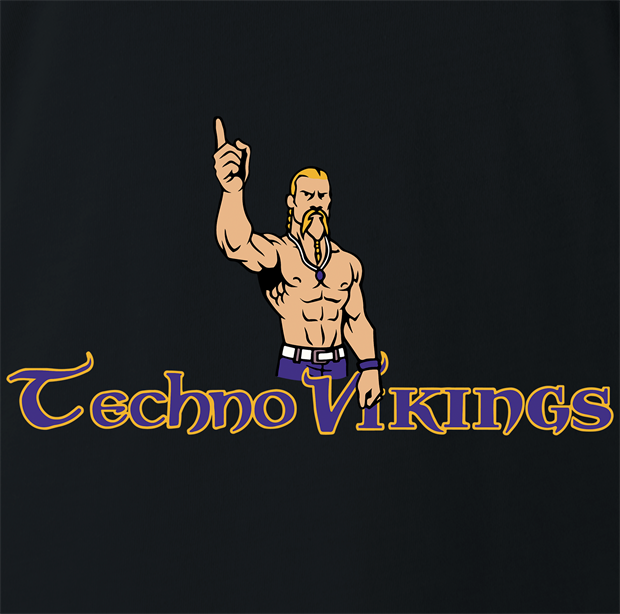 minnesota vikings logo parody techno viking t-shirt black