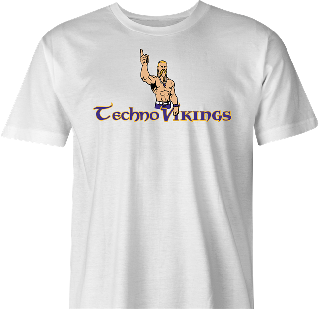 minnesota vikings logo parody techno viking t-shirt white