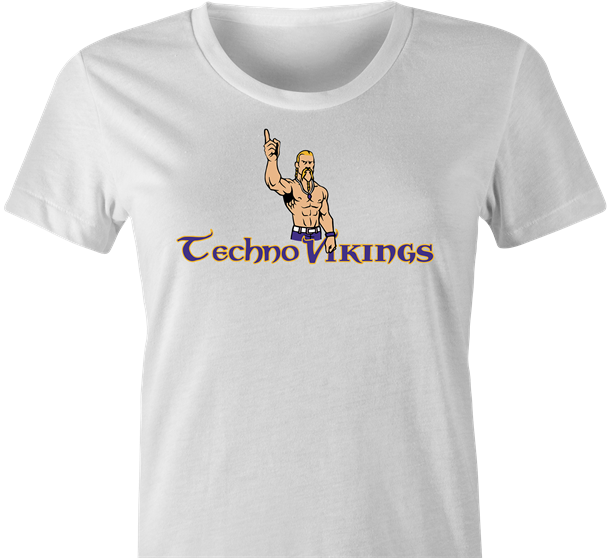 minnesota vikings logo parody techno viking t-shirt white