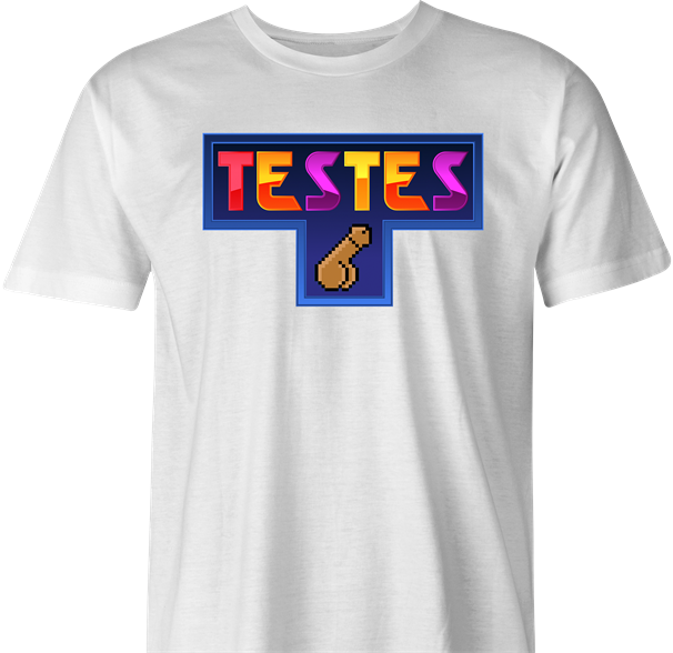 funny tetris testicles video game t-shirt men's white