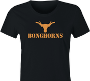 Funny Texas Longhorns Smoking Weed Bong Parody Mashup Parody women's black