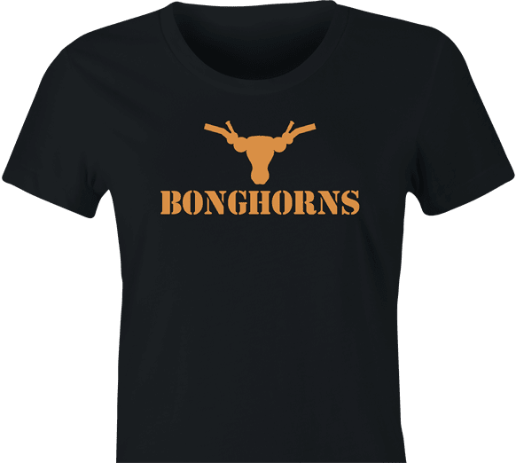 Funny Texas Longhorns Smoking Weed Bong Parody Mashup Parody women's black