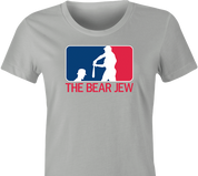 Funny bear jew baseball logo t-shirt women's grey