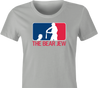 Funny bear jew baseball logo t-shirt women's grey