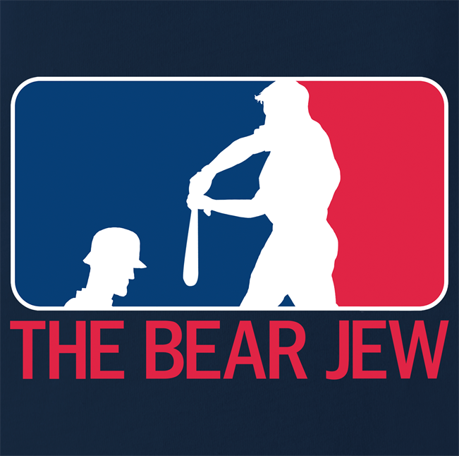 Funny bear jew baseball logo t-shirt men's navy blue