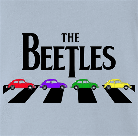 funny The Beatles an beetle volkswagon parody parody t-shirt red