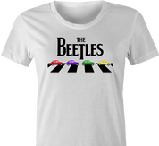 funny The Beatles an beetle volkswagon parody parody t-shirt white women's 