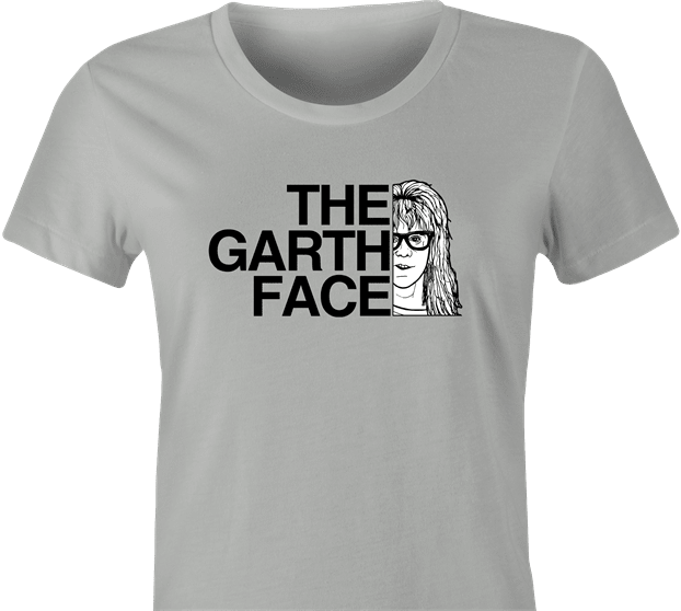 funny Wayne's World Funny Garth Face t-shirt women's Ash Grey