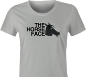 funny Horse Face Mask Parody t-shirt women's Ash Grey