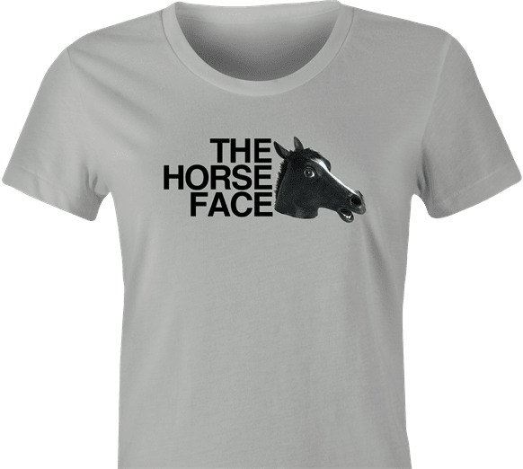 funny Horse Face Mask Parody t-shirt women's Ash Grey