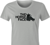 funny Horse Face Mask Parody t-shirt women's Ash Grey
