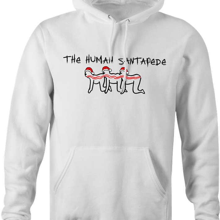 Funny Human Centipede Christmas Parody - Santa White Hoodie