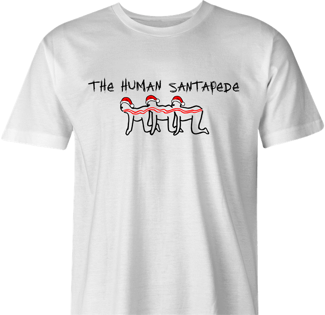 Funny Human Centipede Christmas Parody - Santa White Men's T-Shirt