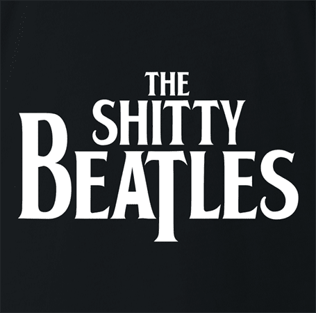 funny Wayne's world shitty beatles t-shirt black