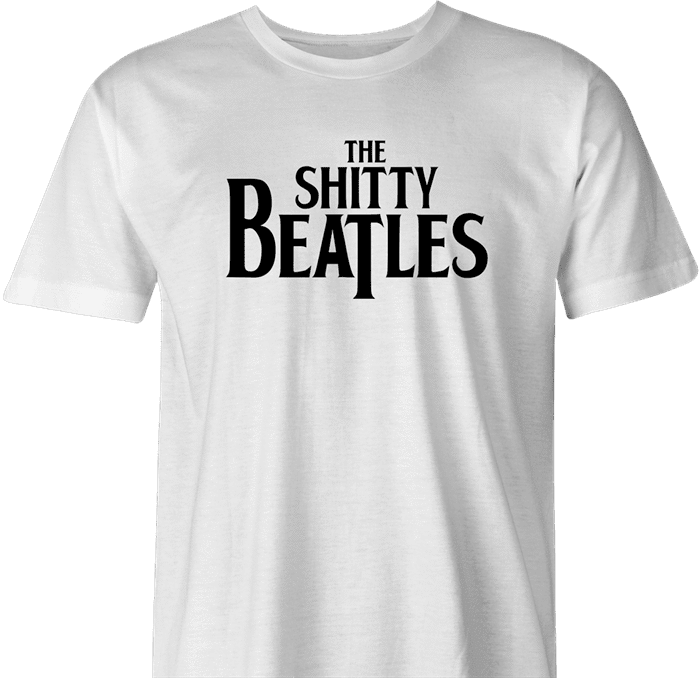 funny Wayne's world shitty beatles t-shirt white men's 