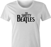 funny Wayne's world shitty beatles t-shirt white women's 