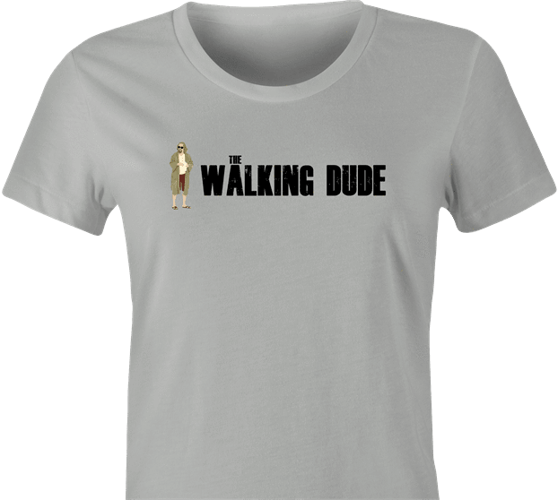 funny Big Lebowski The Dude Walking Dead Mashup t-shirt women's Ash Grey