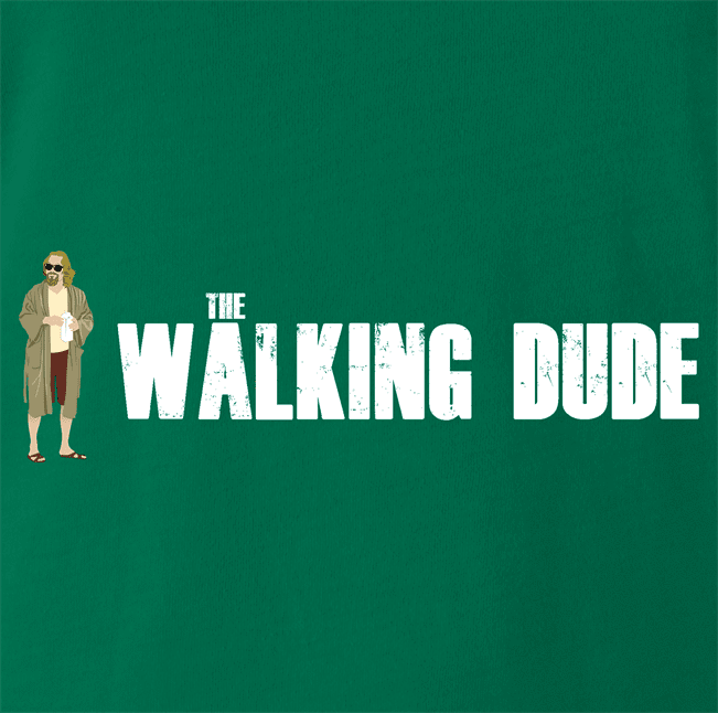 funny Big Lebowski The Dude Walking Dead Mashup green t-shirt