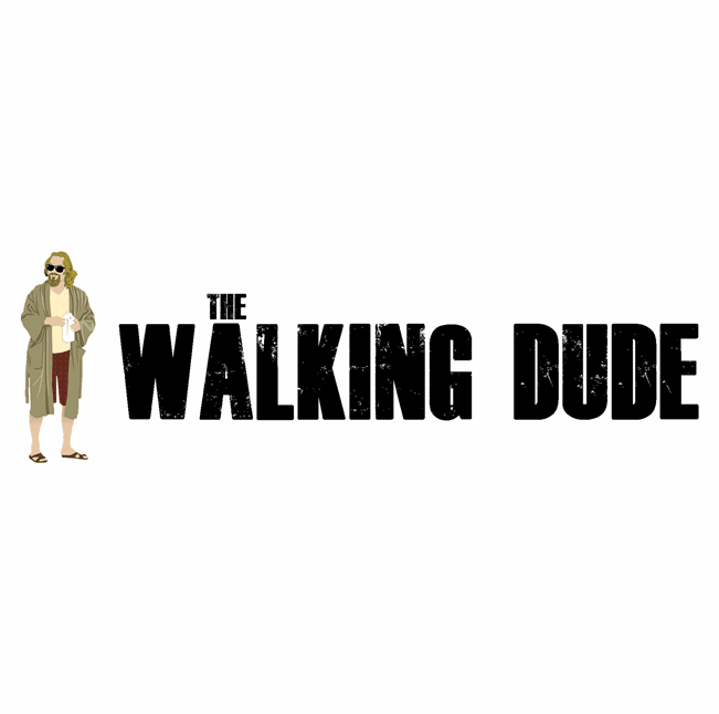 funny Big Lebowski The Dude Walking Dead Mashup white tee