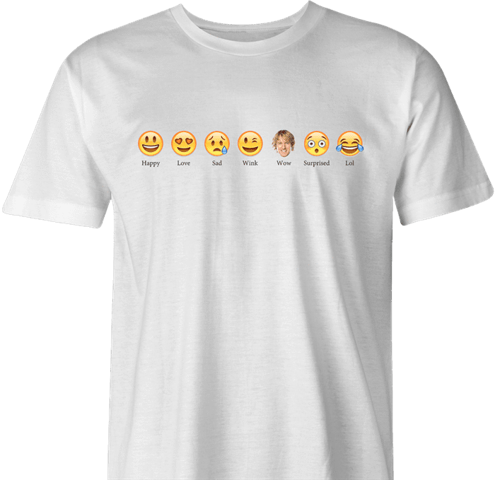funny owen wilson wow emoji t-shirt men's white 