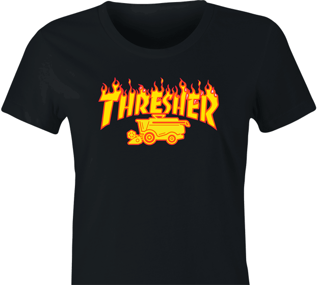 funny Farming Thresher Parody women's black
