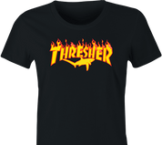 funny Thresher Shark Thrasher Magazine Mashup | Shark Week Parody women's black