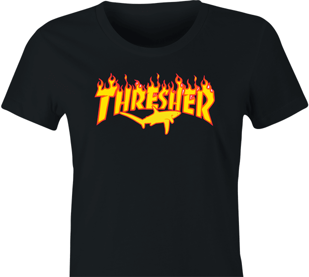 funny Thresher Shark Thrasher Magazine Mashup | Shark Week Parody women's black