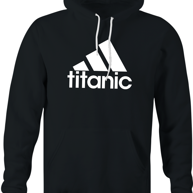 funny adidas logo titanic iceberg parody hoodie men's black