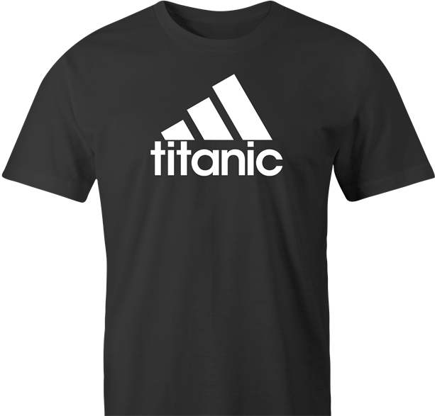 funny adidas logo titanic iceberg parody t-shirt men's black
