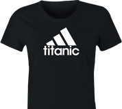 funny adidas logo titanic iceberg parody t-shirt women's black