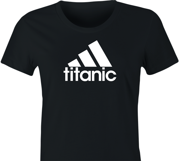funny adidas logo titanic iceberg parody t-shirt women's black