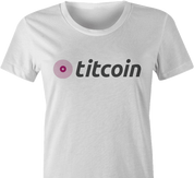 cryptocurrency bitcoin titcoin women's white t-shirt