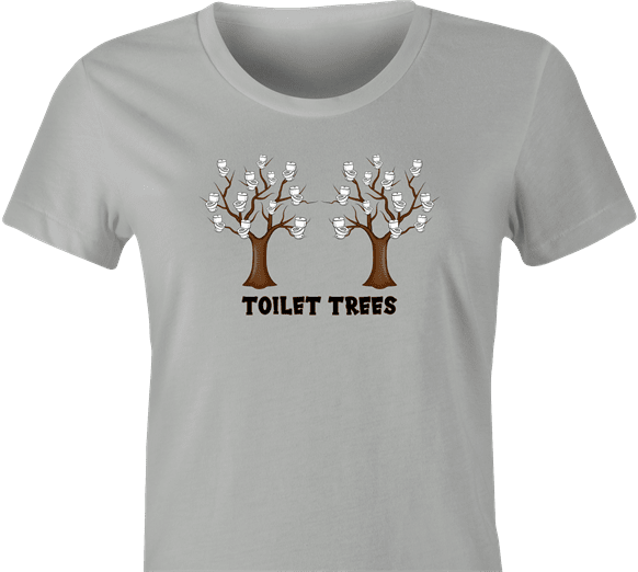 Funny Toilet Trees Play On Words t-shirt women's Ash Grey