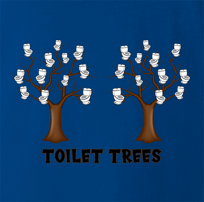 Funny Toilet Trees Play On Words Royal Blue t-shirt