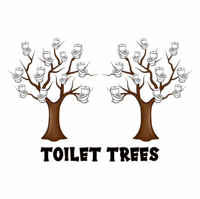 Funny Toilet Trees Play On Words white tee
