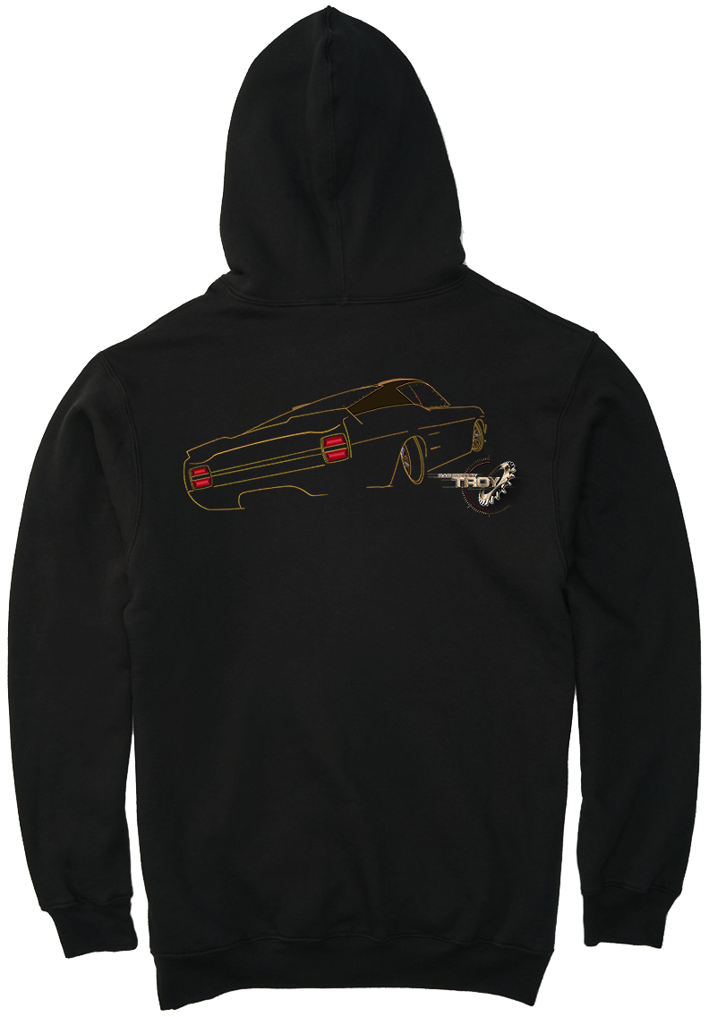 The Offical Rad Rides by Troy | Ford Gran Torino Back View | Black Hoodie | Cool Cars