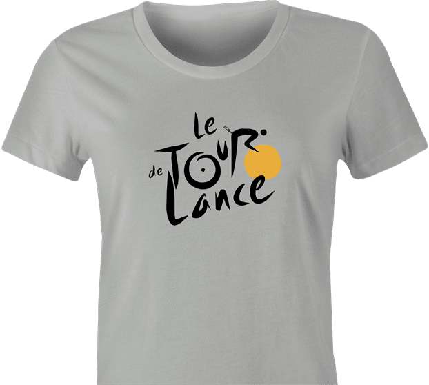 funny Tour De France Lance Arsmstrong Cheating t-shirt women's Ash Grey