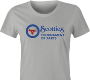 funny scotties curling tournament of farts women's ash t-shirt 