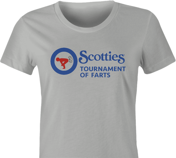 funny scotties curling tournament of farts women's ash t-shirt 
