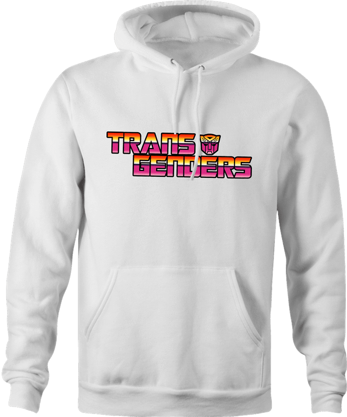 Funny Transgender Transformers parody hoodie white 