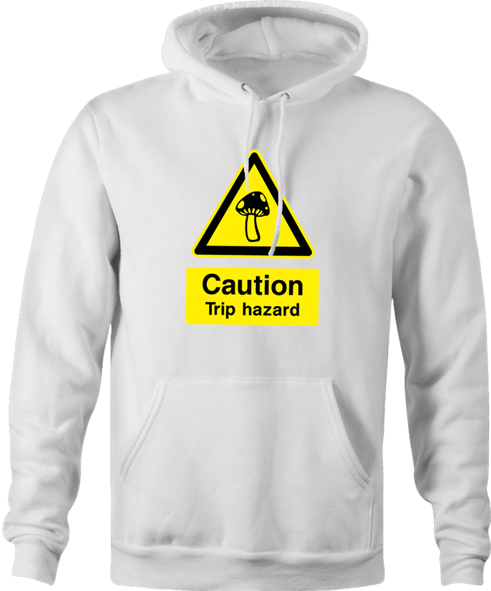 funny warning magic mushrooms trip white hoodie