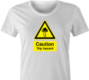 funny warning magic mushrooms trip women's white t-shirt 